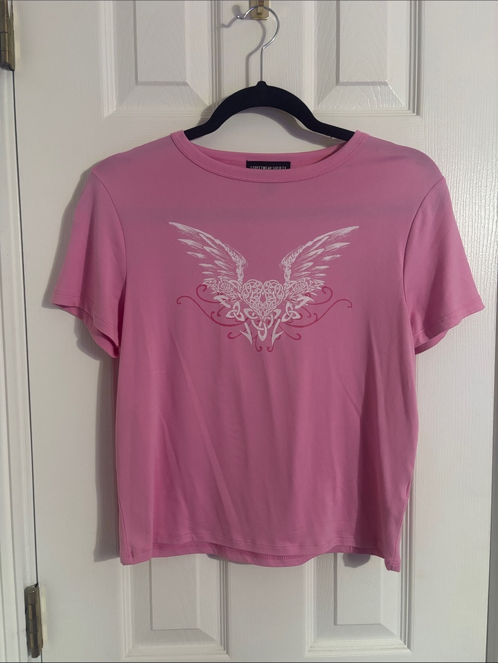 Streetwear Society Pink Crop Top with Heart Design